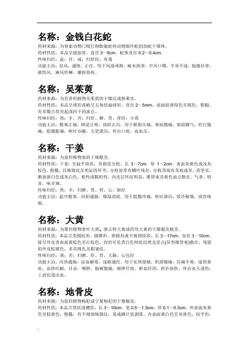 120种常用中药展示标本介绍