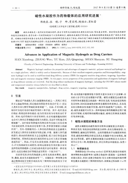 磁性水凝胶作为药物载体的应用研究进展