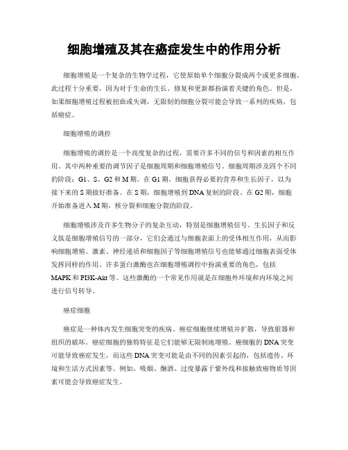 细胞增殖及其在癌症发生中的作用分析