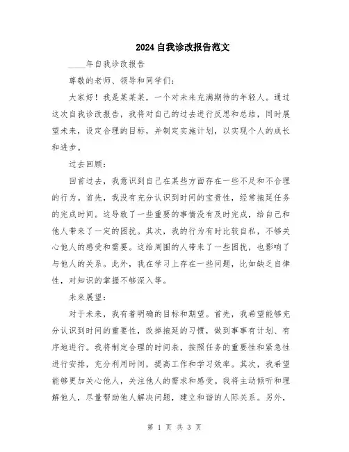 2024自我诊改报告范文