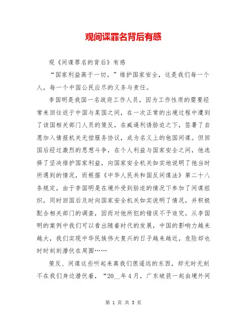 观间谍罪名背后有感