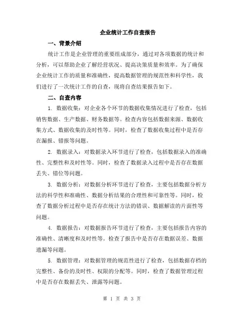 企业统计工作自查报告