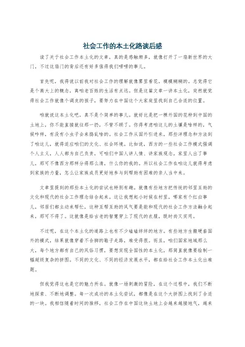 社会工作的本土化路读后感