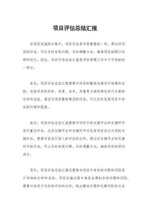 项目评估总结汇报