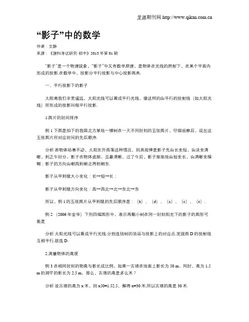 “影子”中的数学