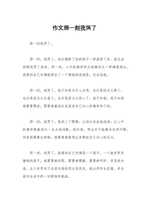 作文那一刻我哭了