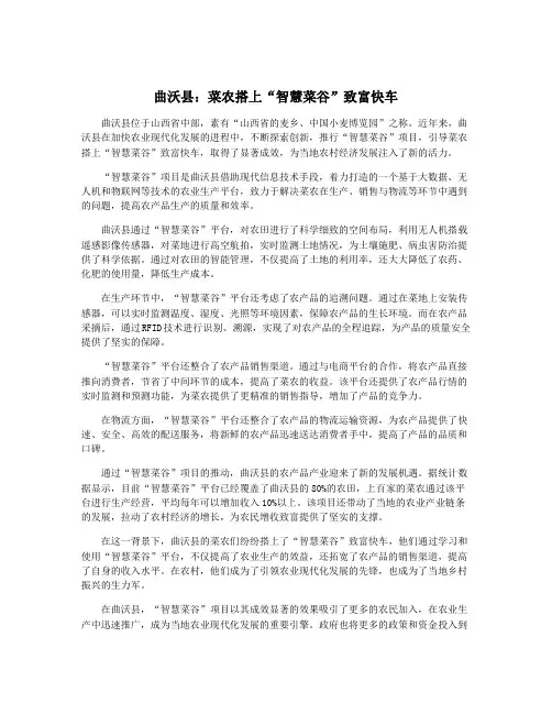 曲沃县：菜农搭上“智慧菜谷”致富快车