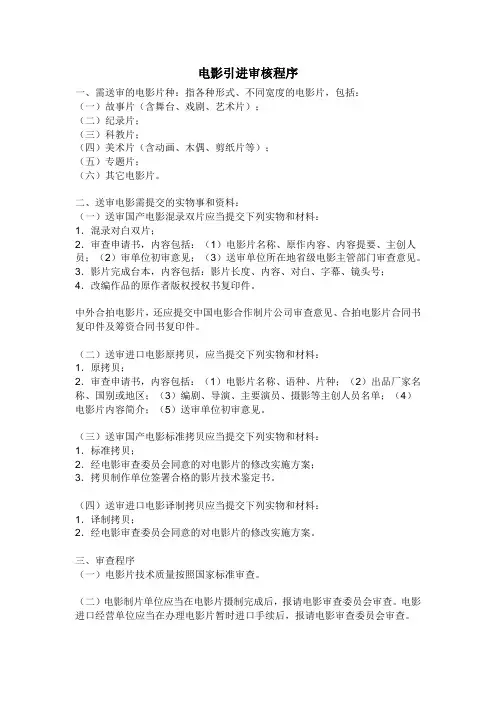 电影引进审核程序