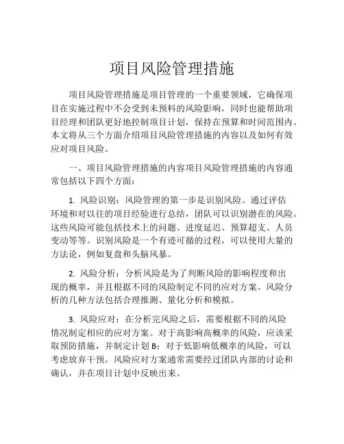 项目风险管理措施