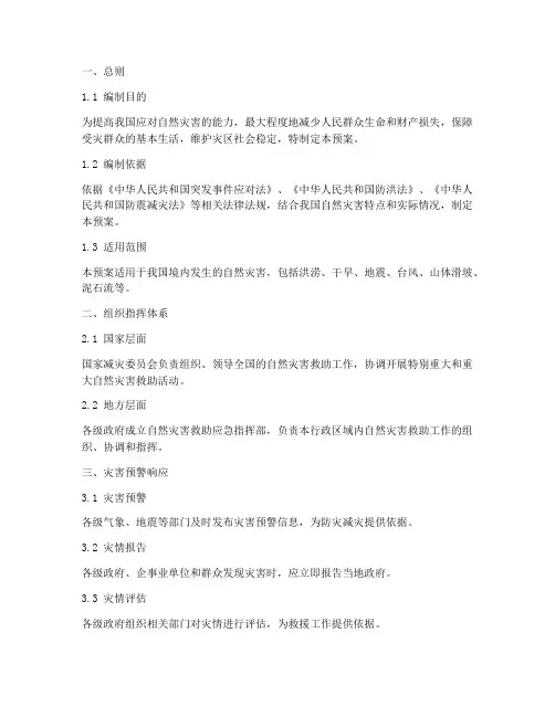 自然灾害救助应急保障预案