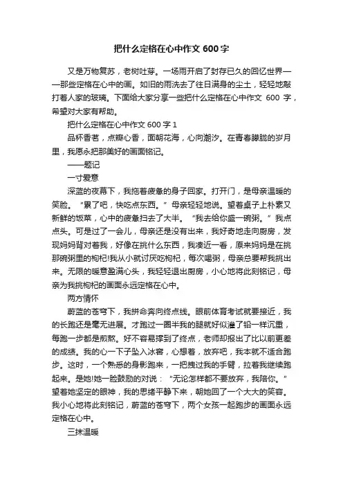 把什么定格在心中作文600字
