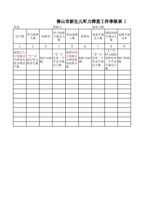 听力筛查诊断报表及相关逻辑说明
