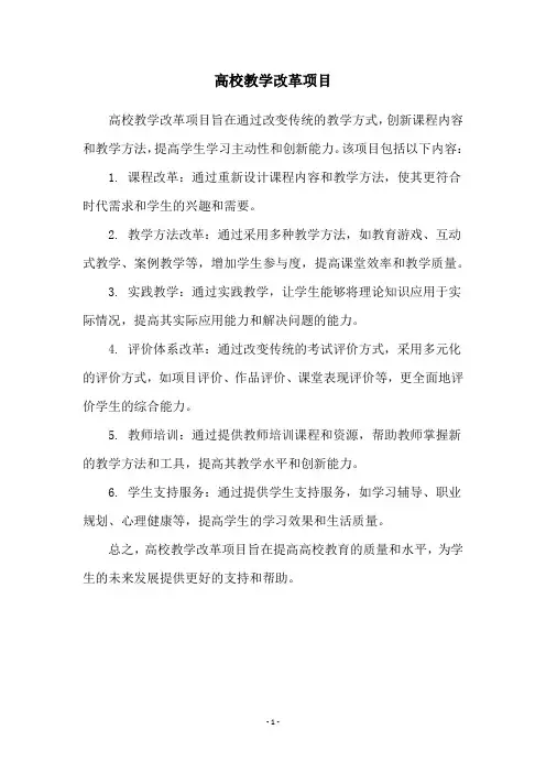 高校教学改革项目