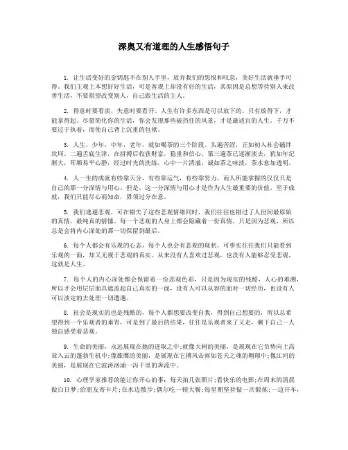深奥又有道理的人生感悟句子