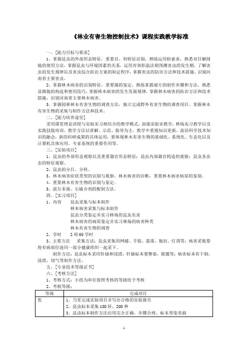 《林业有害生物控制技术》课程实践教学标准.
