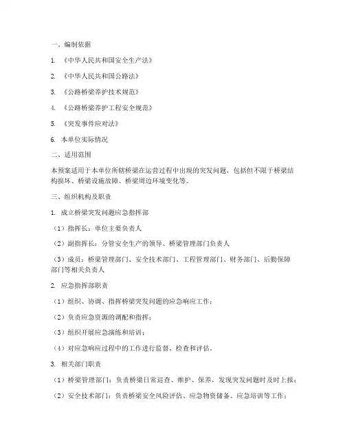 桥梁突发问题应急预案