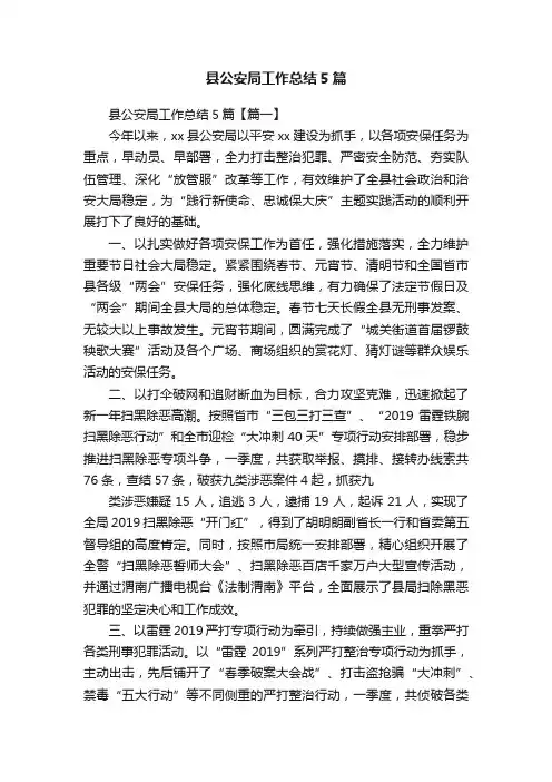 县公安局工作总结5篇