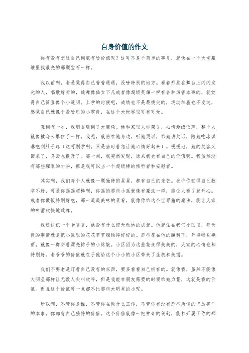 自身价值的作文