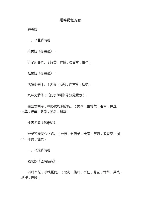 趣味记忆方歌