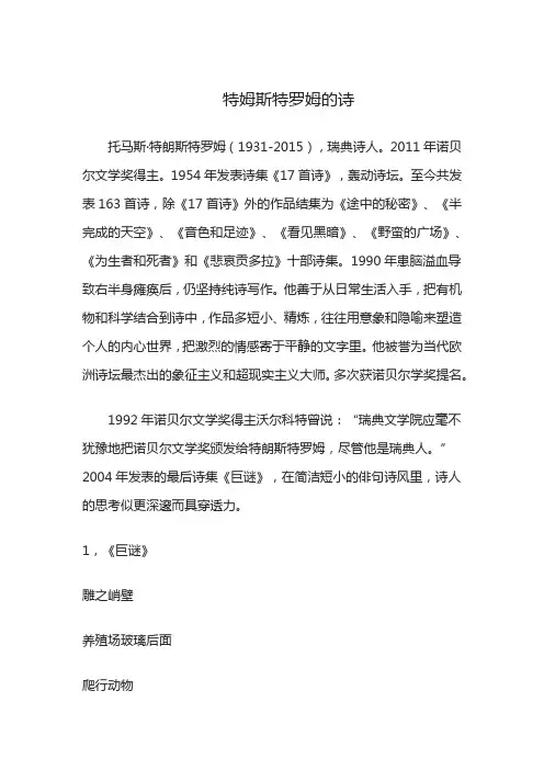 特姆斯特罗姆的诗