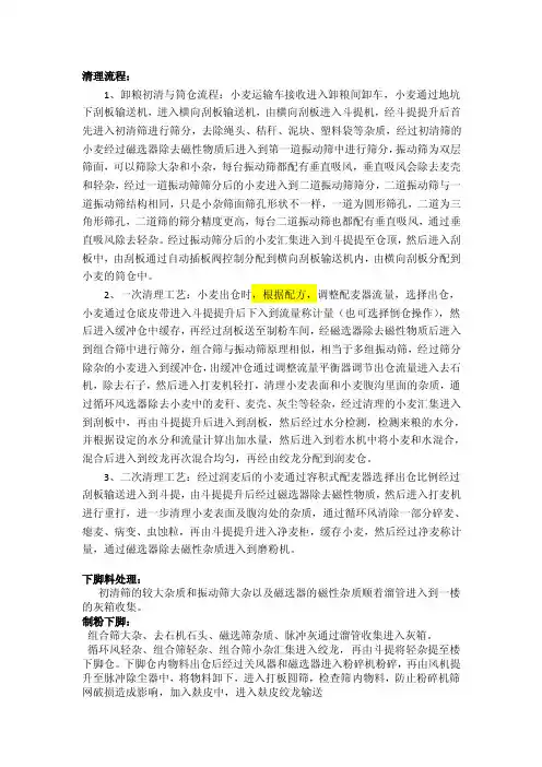 小麦制粉清理及制粉流程