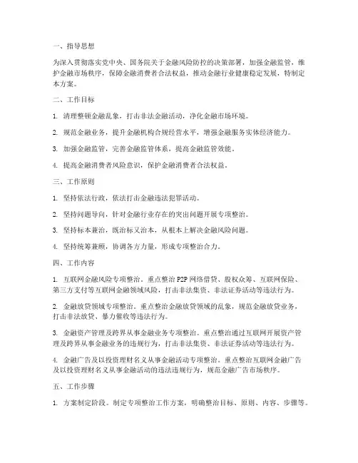 金融行业专项整治方案