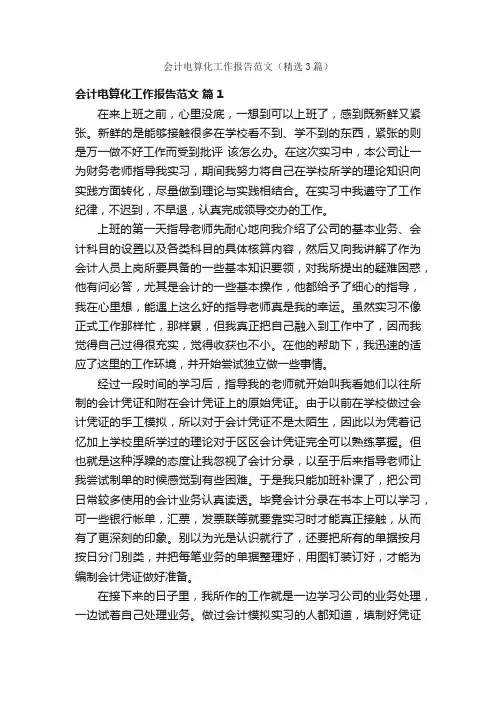 会计电算化工作报告范文（精选3篇）