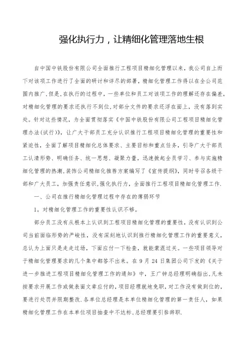 【精细化管理】强化执行力-让精细化管理落地生根
