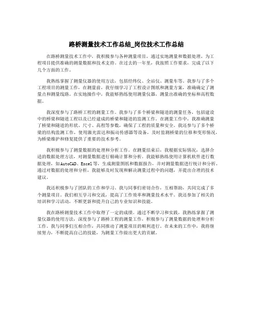 路桥测量技术工作总结_岗位技术工作总结