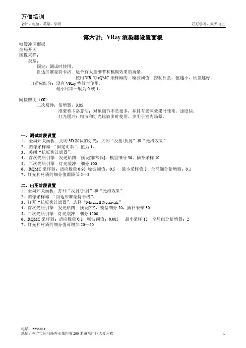 VRay渲染器设置面板