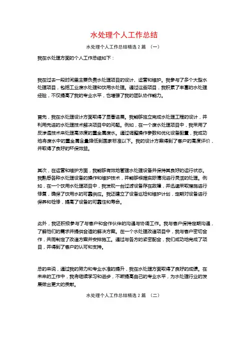 水处理个人工作总结2篇