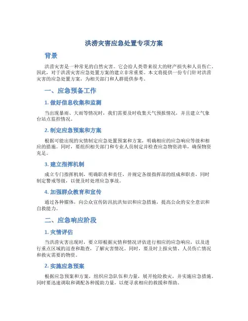 洪涝灾害应急处置专项方案