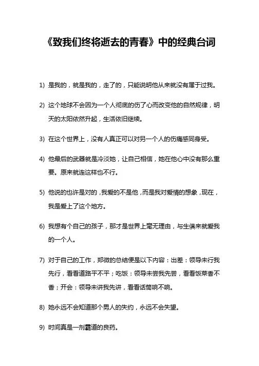 《致我们终将逝去的青春》中的经典台词