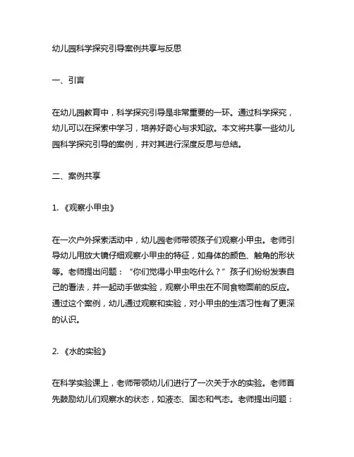 幼儿园科学探究引导案例分享与反思