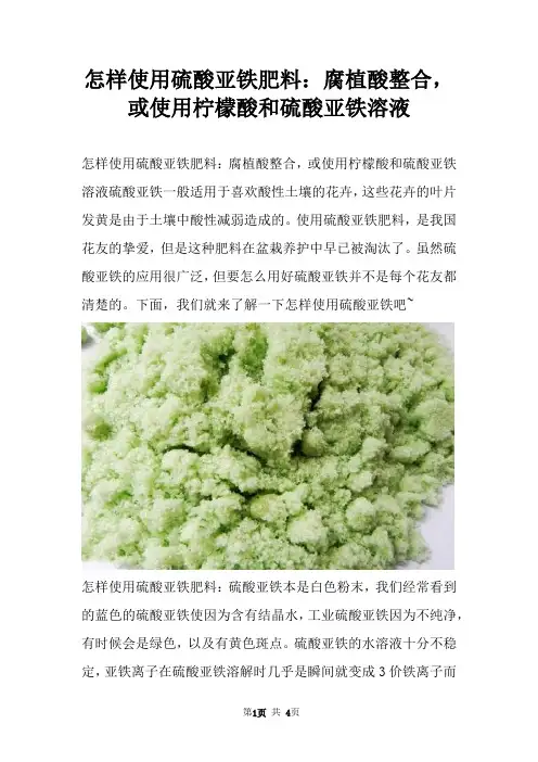 怎样使用硫酸亚铁肥料：腐植酸整合，或使用柠檬酸和硫酸亚铁溶液