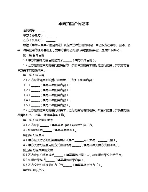 平面拍摄合同范本