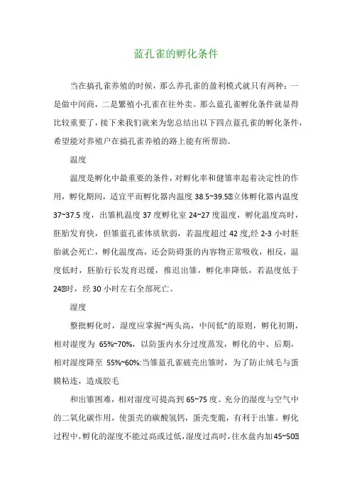 蓝孔雀的孵化条件
