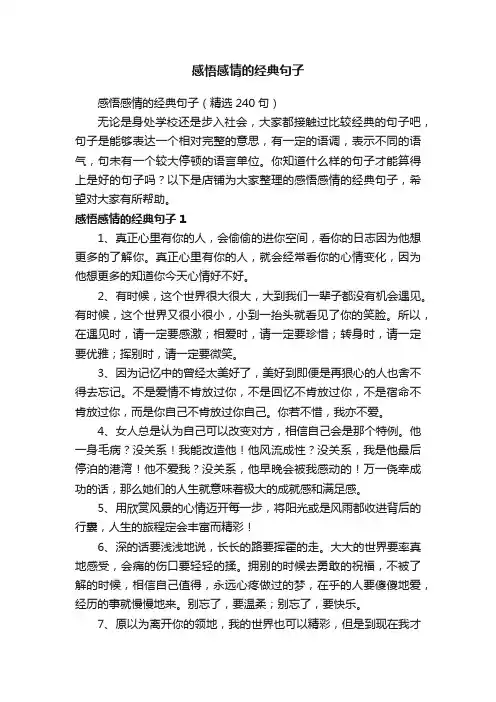 感悟感情的经典句子