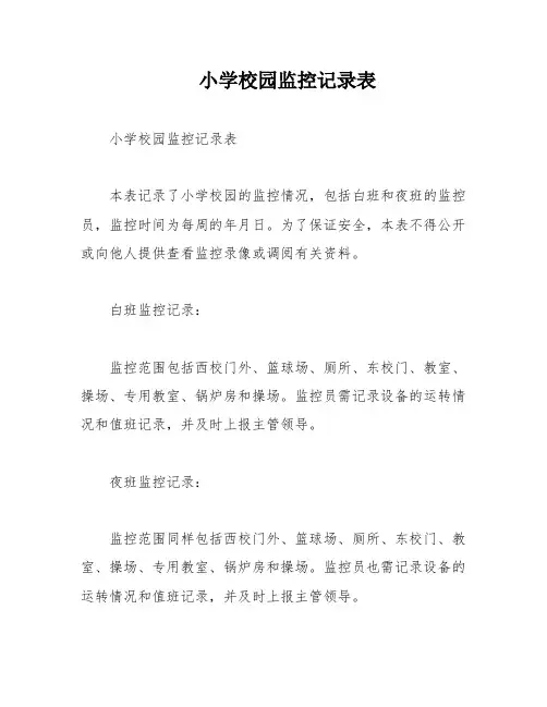 小学校园监控记录表