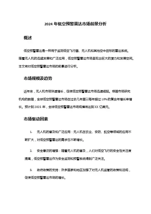 2024年低空预警雷达市场前景分析