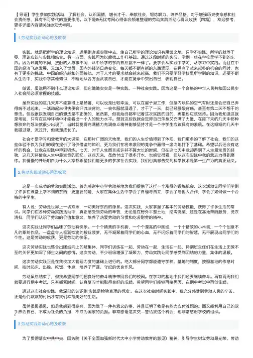 劳动实践活动心得及收获【四篇】