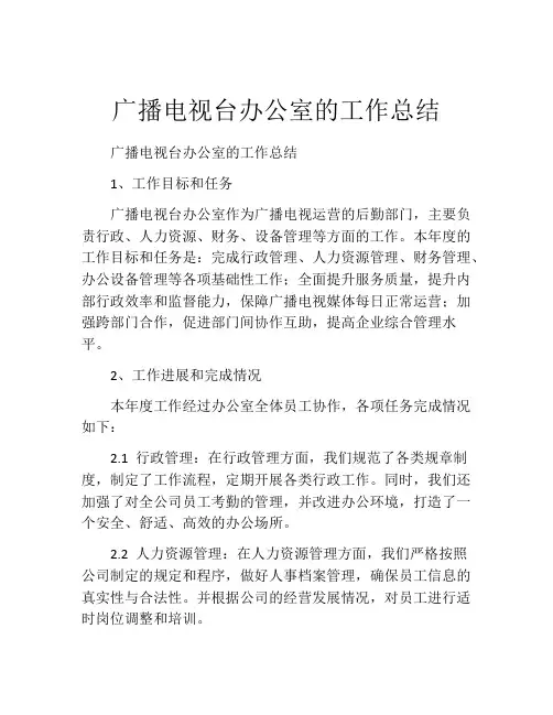 广播电视台办公室的工作总结