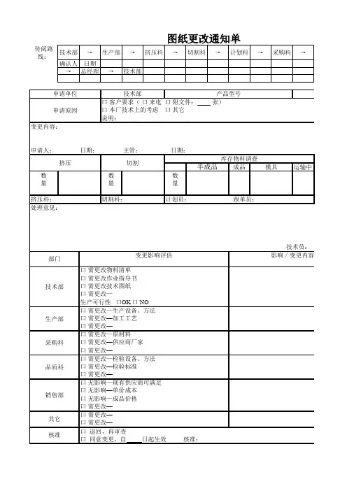 产品图纸变更通知单