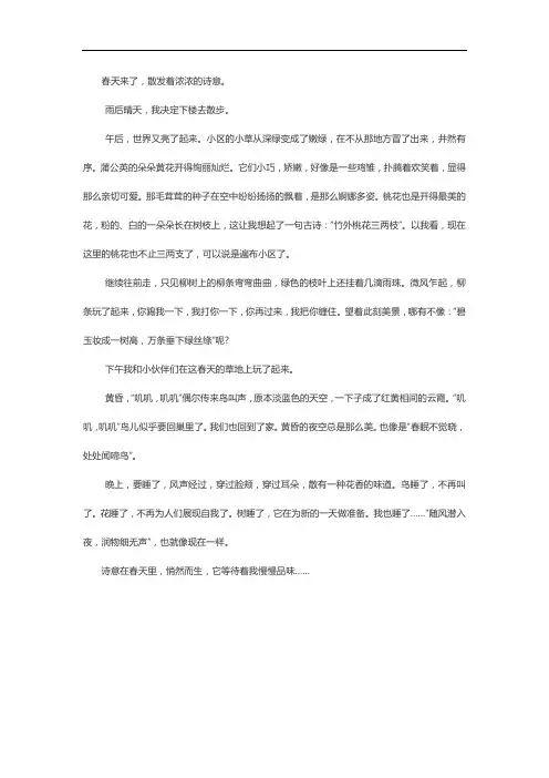 轻叩诗歌大门：四年级语文下册第三单元作文