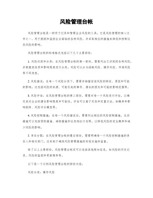 风险管理台帐