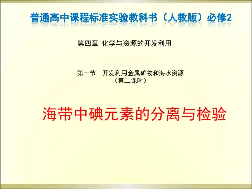 海带中碘元素的分离与检验(高一化学精品课件)