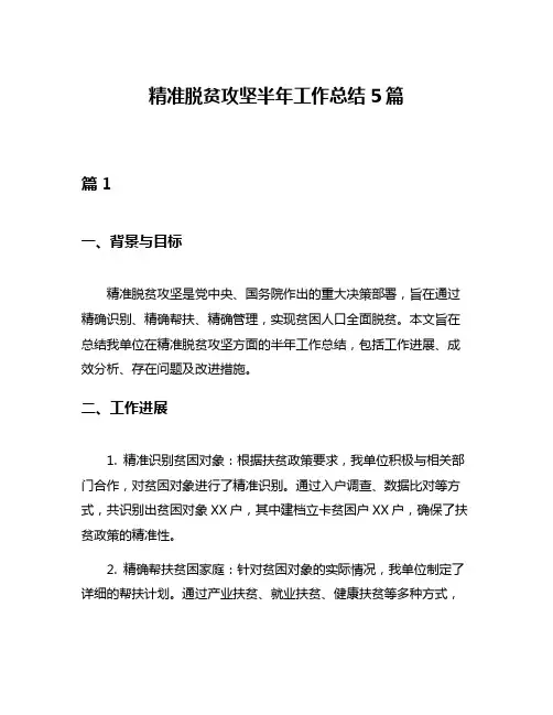 精准脱贫攻坚半年工作总结5篇