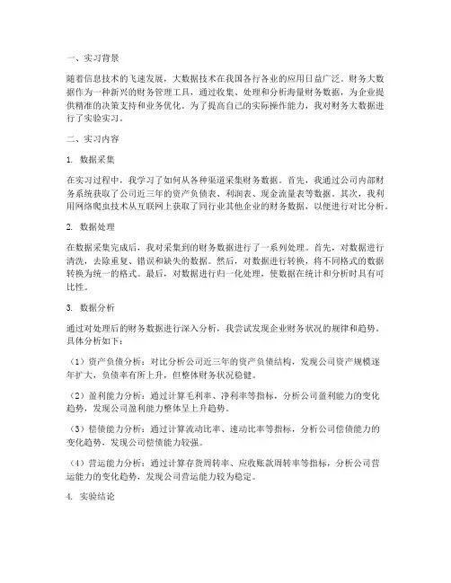 财务大数据实验实习报告