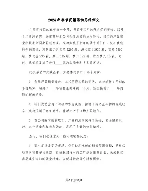 2024年春节促销活动总结例文（三篇）