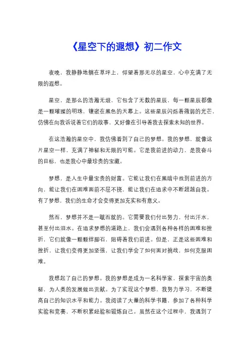 《星空下的遐想》初二作文